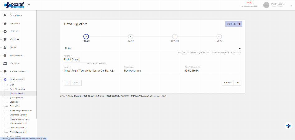 Firma Bilgileri Ekleme / Düzenleme