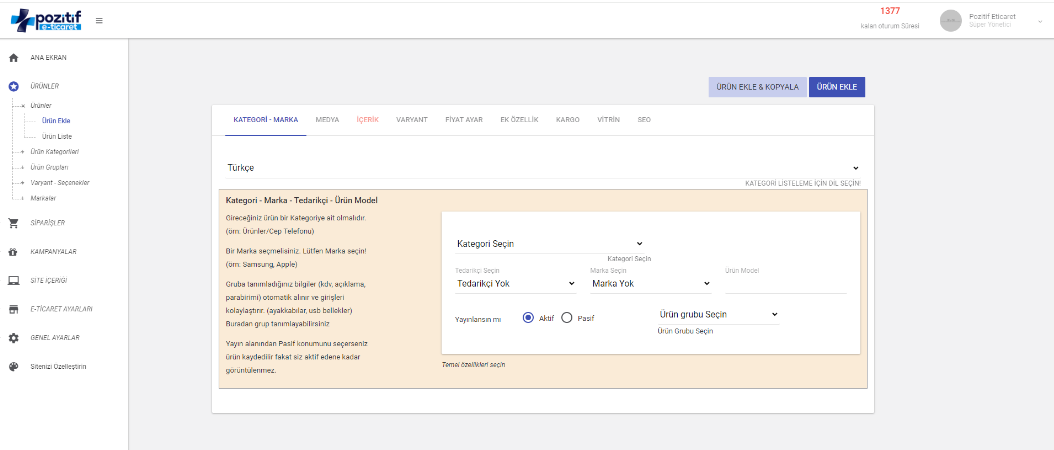 Nasıl Ürün Eklerim