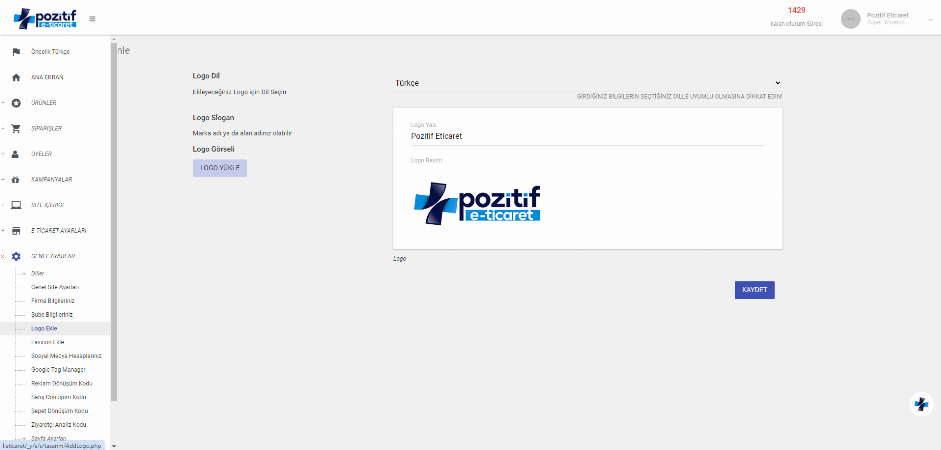 Pozitif E-Ticaret Panelinde Logo Nasıl Eklenir?
