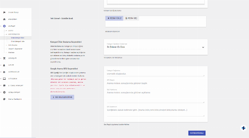 Ürün Kategori Ekleme Rehberi
