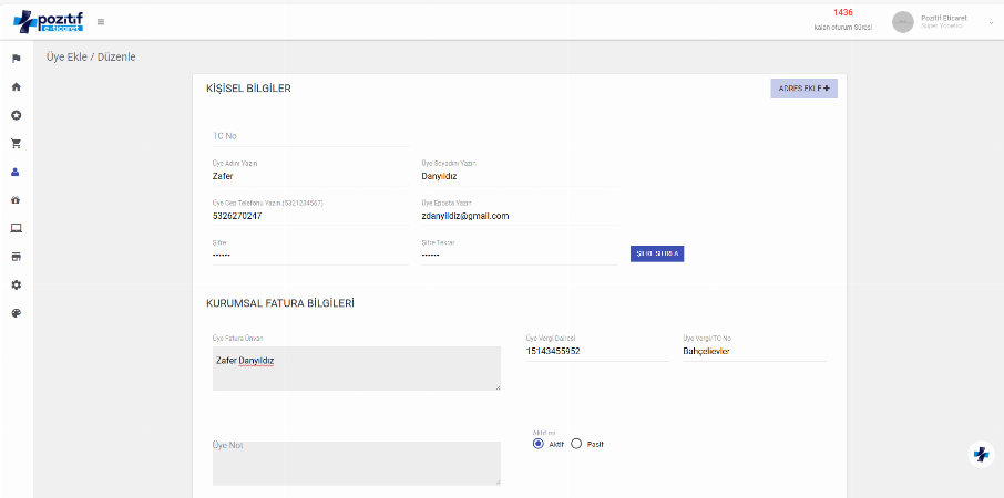 Üye Ekleme ve Düzenleme