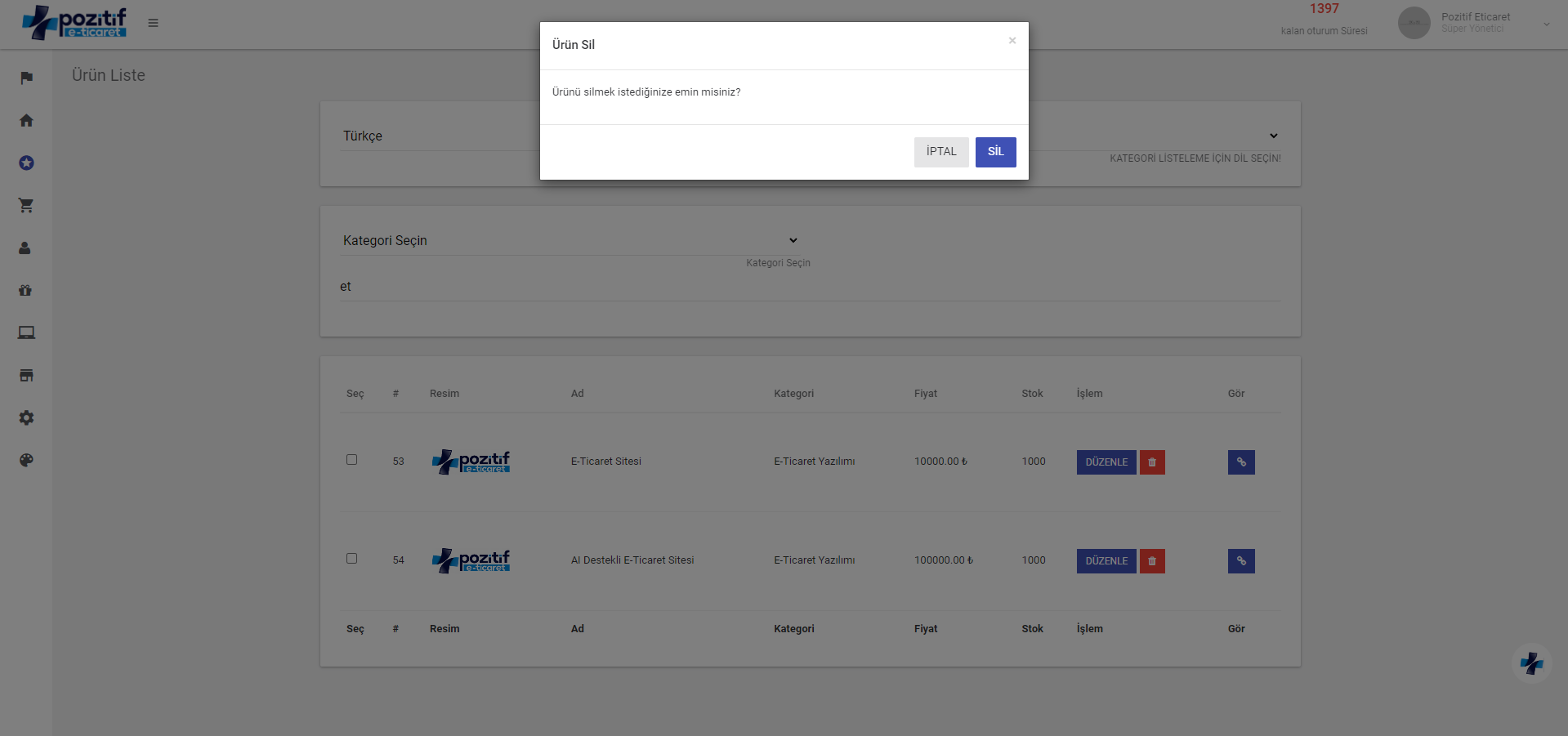 Ürün Listeleme ve Düzenleme